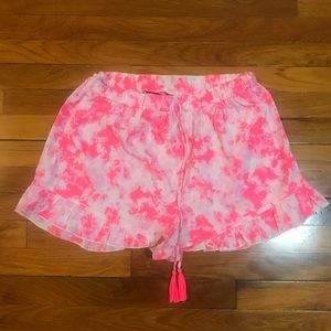 Ruffle Pink & White Shorts w/ Tassel Drawstring